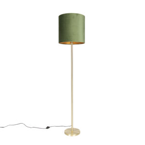 Botanická stojací lampa mosaz se zeleným odstínem 40 cm – Simplo