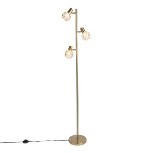 Designová stojací lampa zlatá, 3 světla nastavitelná – Mesh