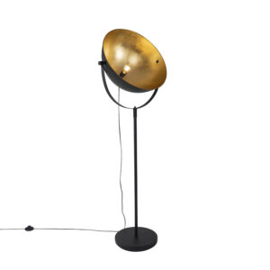 Průmyslová stojací lampa černá 50 cm se zlatem nastavitelná – Magnax