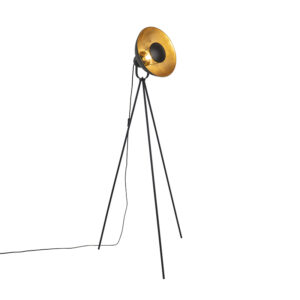 Stojací lampa černá se zlatým stativem 154,4 cm – Magnax Eco