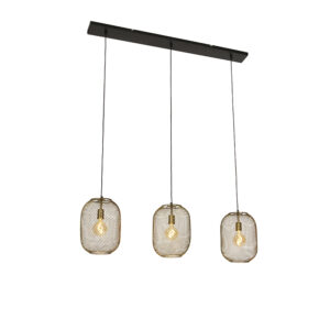 Moderní závěsná lampa mosazná 3-světlo - Waya Mesh
