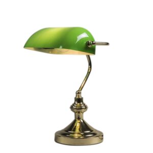 Klasická stolní lampa / notářská lampa mosaz se zeleným sklem - Banker