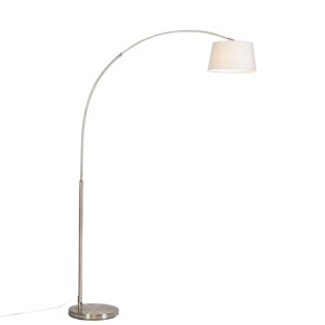 Moderní ocelová oblouková lampa s bílým látkovým stínidlem – Arc Basic