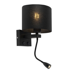 Moderní nástěnná lampa černá s černým odstínem – Brescia