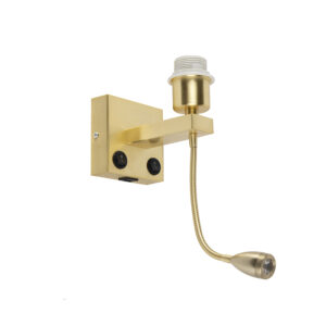 Nástěnná lampa ve stylu art deco zlatá s USB a flex ramenem – Brescia Combi