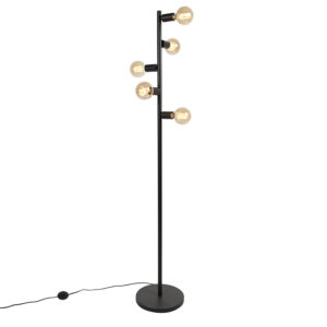 Skandinávská stojací lampa, černá, 5 světel, Facil Tube