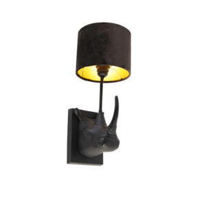 Vintage nástěnná lampa černá látková stínítko černá - Naesehorn