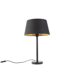 Klasická stolní lampa černá s černým odstínem 32 cm – Simplo