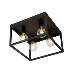 Průmyslová stropní lampa černá 40 cm 4světelná – klec