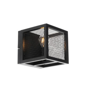 Průmyslová nástěnná lampa černá – Cage Mesh