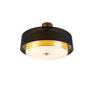 Moderní stropní svítidlo černé se zlatým 50 cm 3-světlo – Drum Duo