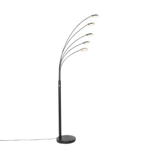 Designová stojací lampa černá včetně LED 5-světel – Sixties Trento