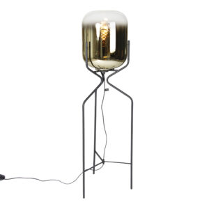 Designová stojací lampa černá se zlatým sklem – Bliss