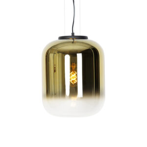 Designová závěsná lampa černá se zlatým sklem – Bliss