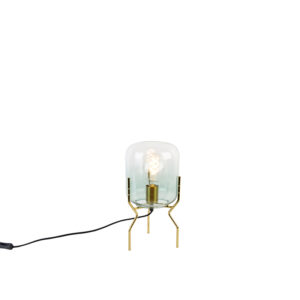 Designová stolní lampa zlatá se zeleným sklem – Bliss