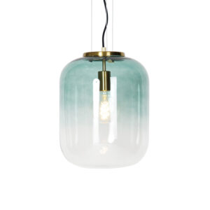 Designová závěsná lampa zlatá se zeleným sklem – Bliss