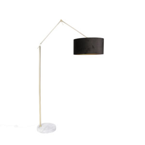Moderní stojací lampa zlaté velurové stínidlo černá 50 cm – Redakce