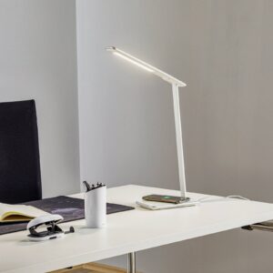 LED stolní lampa Orbit s indukcí sříbrná
