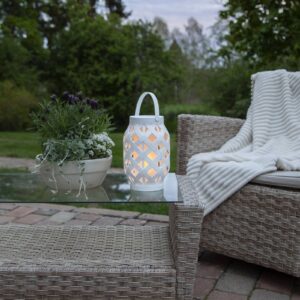 LED lucerna Flame Lantern, bílá, výška 23 cm
