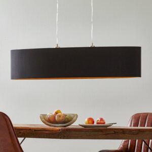Textilní závěsné světlo Lecio, ovál, 100 cm, černé