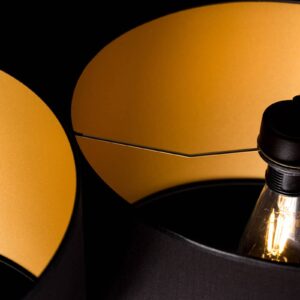 Závěsné světlo Roto 3 černá zlatý vnitřek stínidla