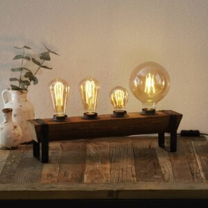 Stolní lampa Legno ze dřeva, čtyři zdroje