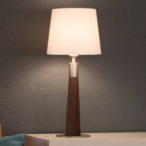HerzBlut Conico stolní lampa bílá, ořech, 58cm