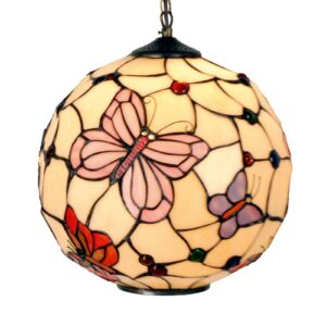 Závěsné světlo Rosy Butterfly v Tiffany stylu