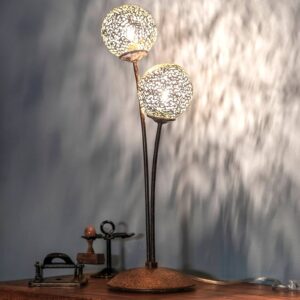 Stolní lampa Greta v rezavém designu, dvouramenná