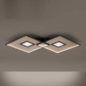 LED stropní světlo Amara, dva čtverce, černá