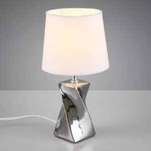 Stolní lampa Abeba, Ø 15 cm, bílo-stříbrná