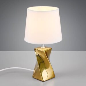 Stolní lampa Abeba, Ø 15 cm, bílo-zlatá