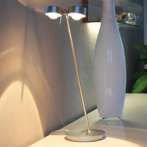 2zdrojová stolní lampa PUK TABLE, chrom