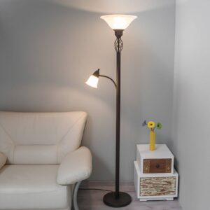 LED stojací lampa Dunja s čtecí lampou
