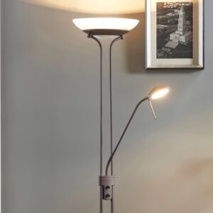 Yveta LED stojací lampa osvětlující strop rezavé