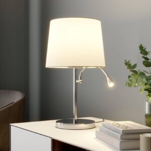 Textilní stolní lampa Benjiro, LED lampa na čtení