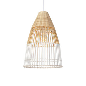 Venkovská závěsná lampa bambus a bílá – bambus