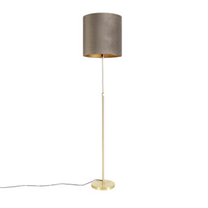 Stojací lampa zlatá / mosaz se sametovým odstínem taupe 40/40 cm – Parte