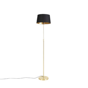 Stojací lampa zlatá / mosazná s černým odstínem nastavitelným 35 cm – Parte