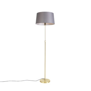 Stojací lampa zlatá / mosaz s odstínem lnu šedý 45 cm – Parte