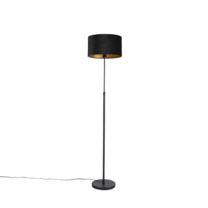 Stojací lampa černá s velurovým odstínem černá se zlatem 35 cm – Parte