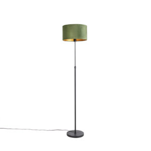 Stojací lampa černá se sametovým odstínem zelené se zlatem 35 cm – Parte