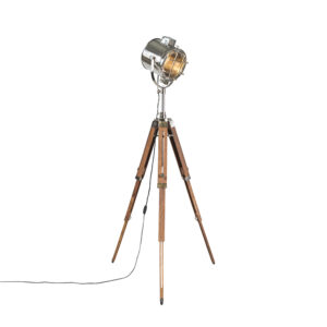 Stojací lampa s dřevěným stativem a studiovým bodem – Tripod Shiny