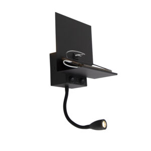 Moderní nástěnné svítidlo černé 2-světlo s USB a flex ramenem – Flero