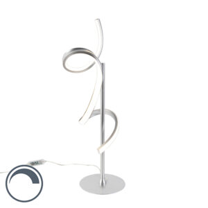 Designová stolní lampa stříbrná včetně LED a stmívače – Krisscross