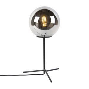 Stolní lampa ve stylu art deco černá s kouřovým sklem 45,5 cm – Pallon