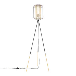 Designová stojací lampa stativ černá se zlatou – Gaze
