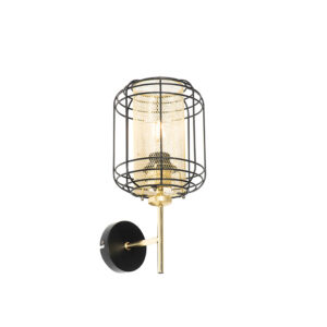 Designová nástěnná lampa černá se zlatou – Gaze Up