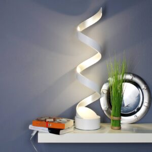 LED stolní lampa Helix, výška 66 cm, bílá stříbrná