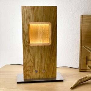 HerzBlut Pan LED stolní lampa, dub, stmívací